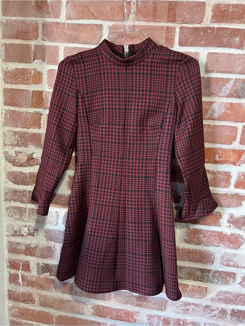 ZARA Plaid Red and Black Fit-and-Flare Dress